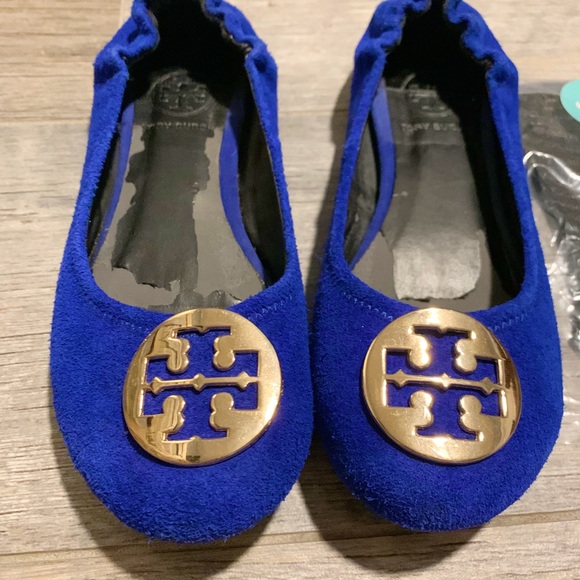 TORY BURCH COBALT REVA FLATS SZ8 - Picture 1 of 7